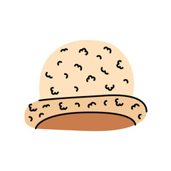 Mink hat flat element. Winter clothes. Vector isolated sign.