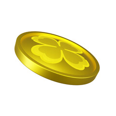 Glossy Gold IrishCoins set with clever PNG. Transparent background	
