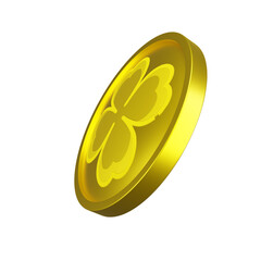 Glossy Gold IrishCoins set with clever PNG. Transparent background	
