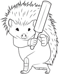 Hedgehog Cricket Cricket bat Sports Animal Vector Graphic Art Illustration