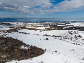 Aerial Winter view of Lyulin Mountain, Bulgaria