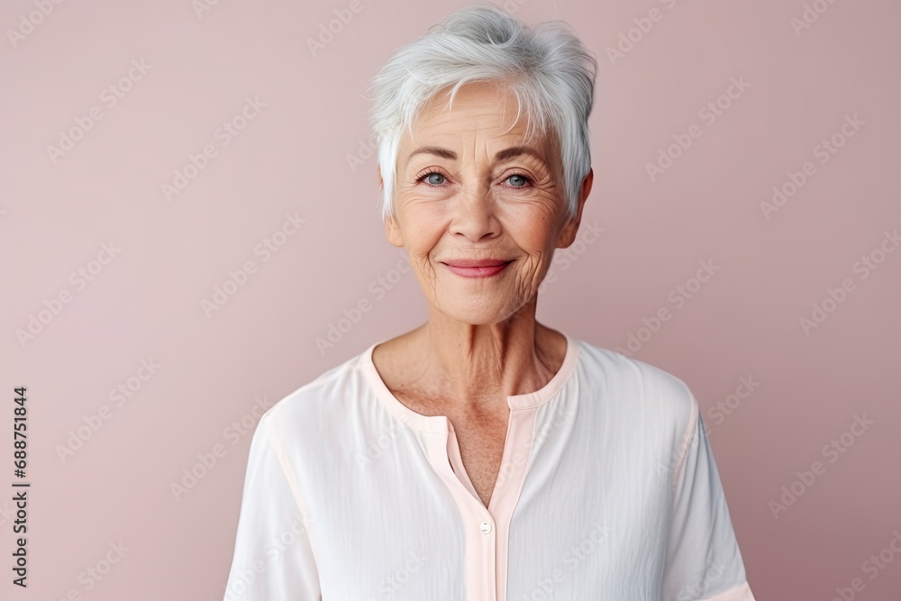 Wall mural a happy and confident older woman who exudes joy and wisdom with her charming smile and style. - Wall murals