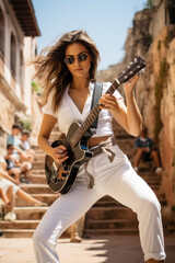 Fototapeta na wymiar Frau mit Gitarre