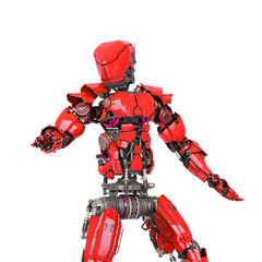 Fototapeta premium robot soldier is looking down