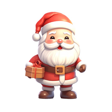Cute Santa Claus isolated on transparent background