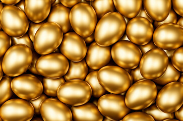 golden eggs on a white background