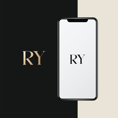 RY logo design vector image - obrazy, fototapety, plakaty