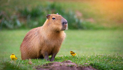 Naklejka na ściany i meble Capybara in the nature habitat wildlife beauty
