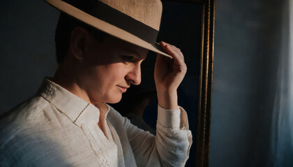 Noir-style gentleman: a hat-clad profile portrait in timeless elegance