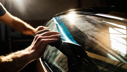 Process of applying tint film to car window