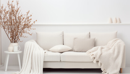Scandinavian living room design with a cozy sofa.