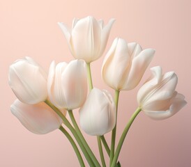 tulip stem with white blooms set in ivory,