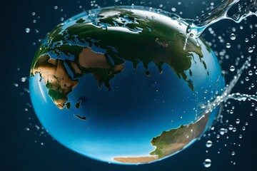 water splash on the globe's background.