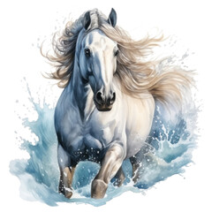 watercolor sea ​​Horse isolated on white
