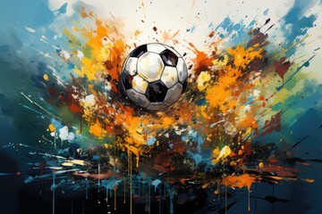 Dynamic Soccer Ball Soaring Through the Air Generative AI