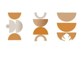 Abstract minimal op art, boho elements. Mid century vector set . Aesthetic contemporary geometric shapes. Design for your wall art, decoration, wallpaper.