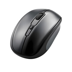 Black wireless computer mouse isolated on transparent background