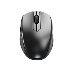 Black wireless computer mouse isolated on transparent background