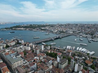 Fototapeta na wymiar bridge over the Bosphorus in Istanbul - aerial shot.