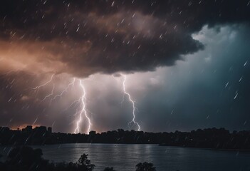 Rain And Thunderstorm In Dramatic Sky