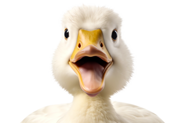 happy duck portrait head isolated on transparent background