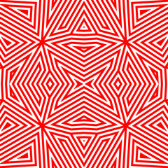 Naklejka premium Optical ornament. Seamless pattern. Geometrical backdrop. Op art background. Geometric wallpaper. Modern motif. Digital paper. Linear textile print. Web design. Abstract image. Vector work.