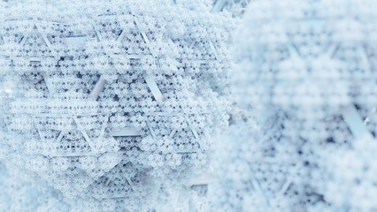 3d fractal illustration. Abstract fractal in white - blue color. Fractal abstract forms