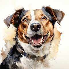 watercolor Jack Russell Terrier clipart, Generative Ai