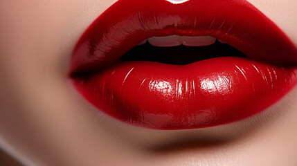 Obraz premium Lips painted with red color close up