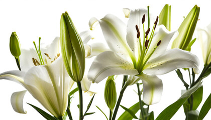 Lilies isolated on white background, cut out