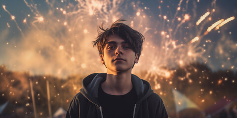 Front and Center: Gen Z Teen Amidst Fireworks