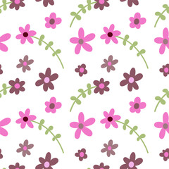 Retro seamless pattern with daisies. Hippie flower power retro textile print.