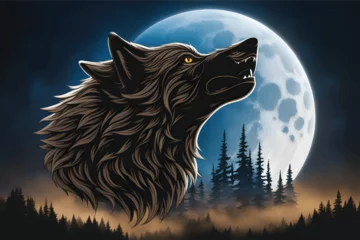 Fotobehang Wolf logo. Wolf Logo vector Illustrated. Alpha Spirit: The Majestic Howl. Illustration. wolf logo design vector symbol graphic idea creative. Wolf head Vector illustration. © Usama