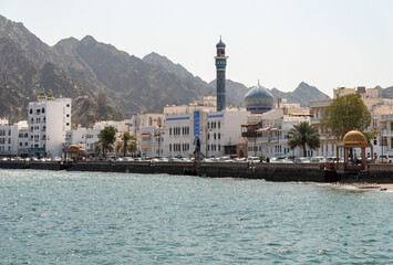 View of Mutrah neighborhoods of Muscat in Oman.