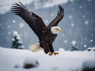 Portrait of the the bald eagle at winter 

