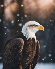 Portrait of the the bald eagle at winter 

