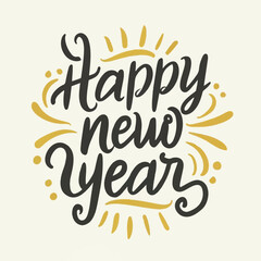 ector happy new year lettering. handwritten inscription with swirls