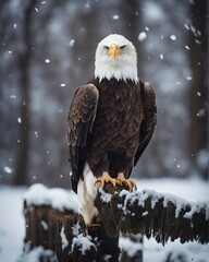 Portrait of the the bald eagle at winter 

