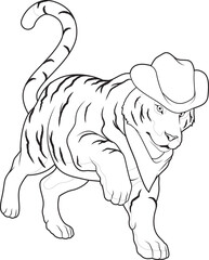 Tiger Cowboy Cowboy hat Animal Vector Graphic Art Illustration