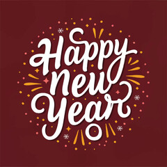 ector happy new year lettering. handwritten inscription with swirls