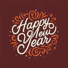 ector happy new year lettering. handwritten inscription with swirls
