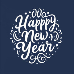 ector happy new year lettering. handwritten inscription with swirls