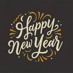 ector happy new year lettering. handwritten inscription with swirls