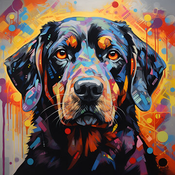 a large canvas painted rottweiler