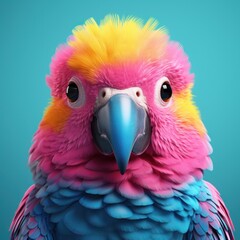 Obraz premium a cute parrot in pink and blue,