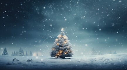 Fototapeta na wymiar a simple christmas scene with a large christmas tree,