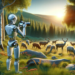 Humanoid robot as a wildlife photographer in a natural reserve