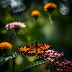 Obraz premium monarch butterfly on a flower generative AI tool