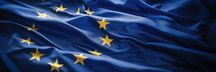 European Union Flag Waving Elegantly - obrazy, fototapety, plakaty