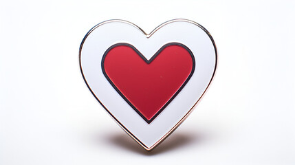 Sharp focus HD product photography of collectible enamel pin shaped in heart form